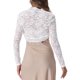 thumbnail image 3 of INSPIRE CHIC Bolero de Encaje para Mujer Chaqueta Abierta Frontal de Manga Larga con Diseño Floral Cárdigan Corto Blanco M, 3 of 6