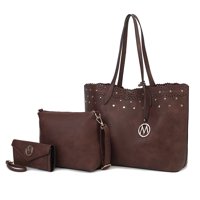 Carteras Mkf Collection Bolso Tote + Cartera Crossbody Y Cartera, Cuero Vegano, Café