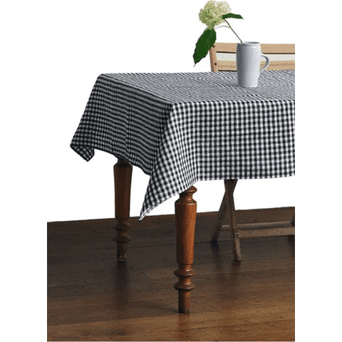 Genérico - Mantel Rectangular Cuadros Lino 140X220 Negro