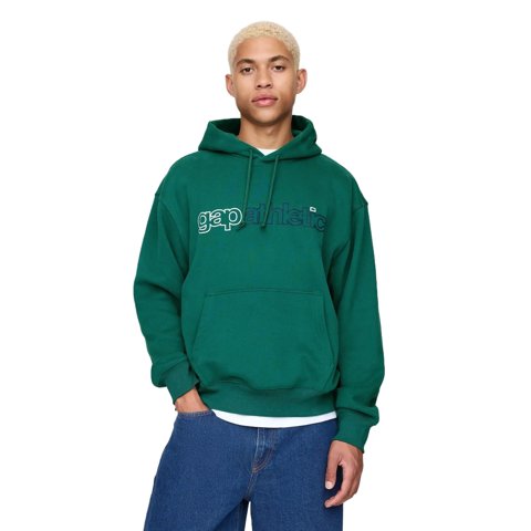 Sudadera Con Capucha Gap Logo Forro Polar Verde Abeto Talla S