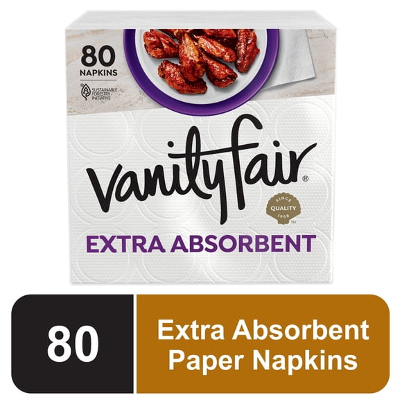Servilleta Vanity Fair Extra Absorbente 6.4 x 6.45 in, 80 unidades, 2 capas