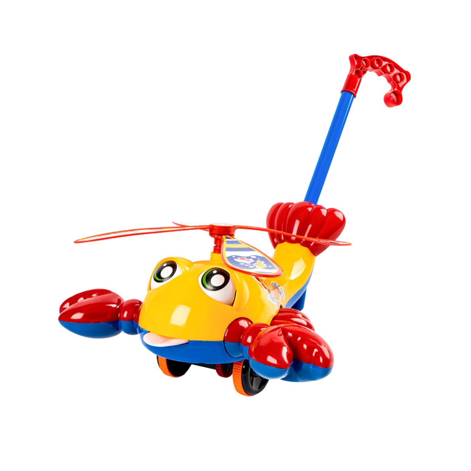 Magideal - Carro De Juguete De Avión De Dibujos Animados, Carrito De Bebé, Langosta Con Varilla Desmontable, Juguete De Equilibrio, Juguete De Empuje Manual Para , Amarillo