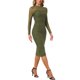 thumbnail image 4 of Vestido de malla INSPIRE CHIC para mujer con cuello simulado, manga larga, fruncido, cóctel, ajustado, talla L, verde oliva, 4 of 6
