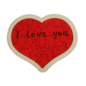 Genérico - Rompecabezas En Forma De Corazón Para Niños Aprendizaje Sensorial Diy Rompecabezas De Madera Juguetes Decoración 12 Cm X 10 Cm Rojo