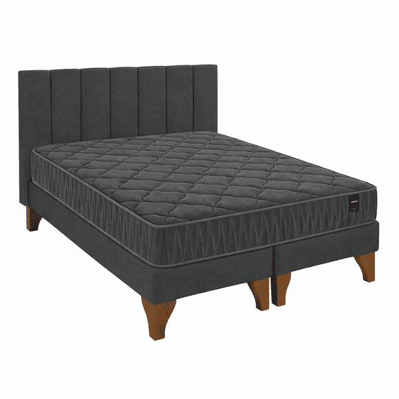 Cama Europea Somnia 2 Plazas + Respaldo Tubular Madera Lino