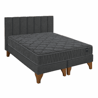 5º Sueño - Cama Europea Somnia 2 Plazas + Respaldo Tubular Madera Lino