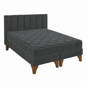 5º Sueño - Cama Europea Somnia 2 Plazas + Respaldo Tubular Madera Lino