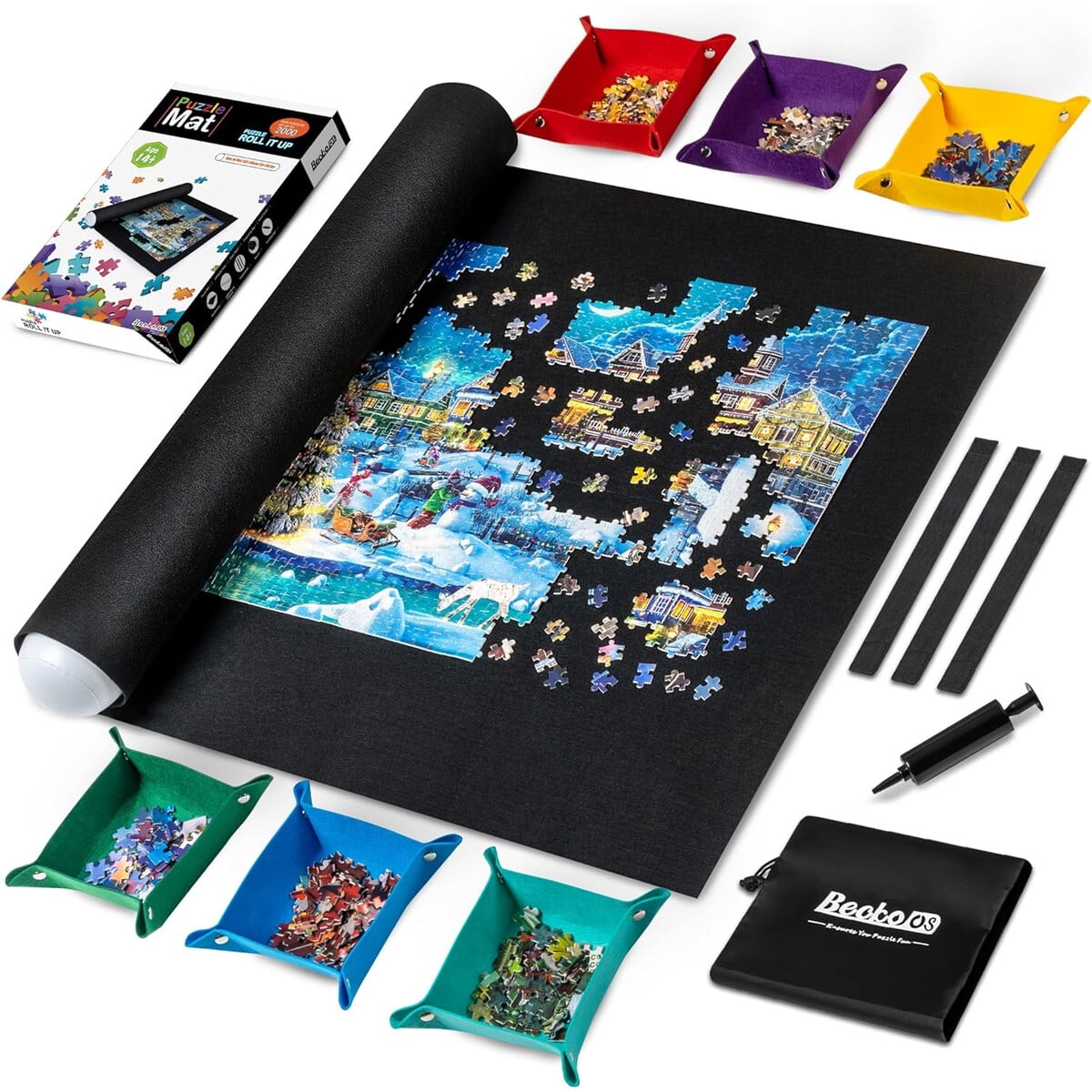 Alfombra Puzzle Becko Us 2000 Piezas Roll Up 6 Bandejas