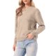 thumbnail image 4 of INSPIRE CHIC Suéter de Manga Larga para Mujer Cuello Redondo Casual Jersey de Punto Tops M Caqui, 4 of 6
