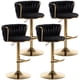 thumbnail image 1 of Juego de 4 taburetes de bar Riknuxi tejidos con respaldo bajo, giratorios, dorado y negro, 1 of 7