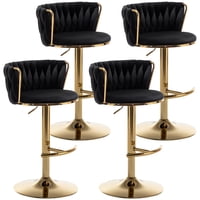 Juego De 4 Taburetes De Bar Riknuxi Tejidos Con Respaldo Bajo, Giratorios, Dorado Y Negro