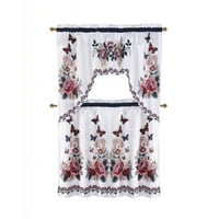 Genérico - Set 3 Piezas Cortina Para Cocina Con Diseño Color Blanco