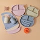 thumbnail image 2 of Mother And Baby Supplies, Toddler Plates, Silicone Infant And Toddler Eating Set, Cat Design 3/4/5pcs Set, Baby Silicone Cutlery, Toddler Eating Cutlery, Dividers Under Plates With Suction Cups To Pr, 2 of 4