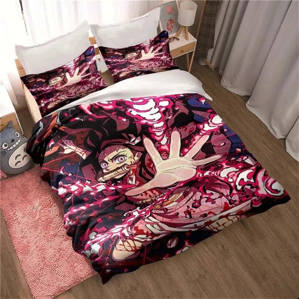 Demon Slayer, Cartoon Gift King Twin Double Child Bedding Set Mircofiber or Polyester Duvet Cover Set Cover Bed Cover withBed Sheets