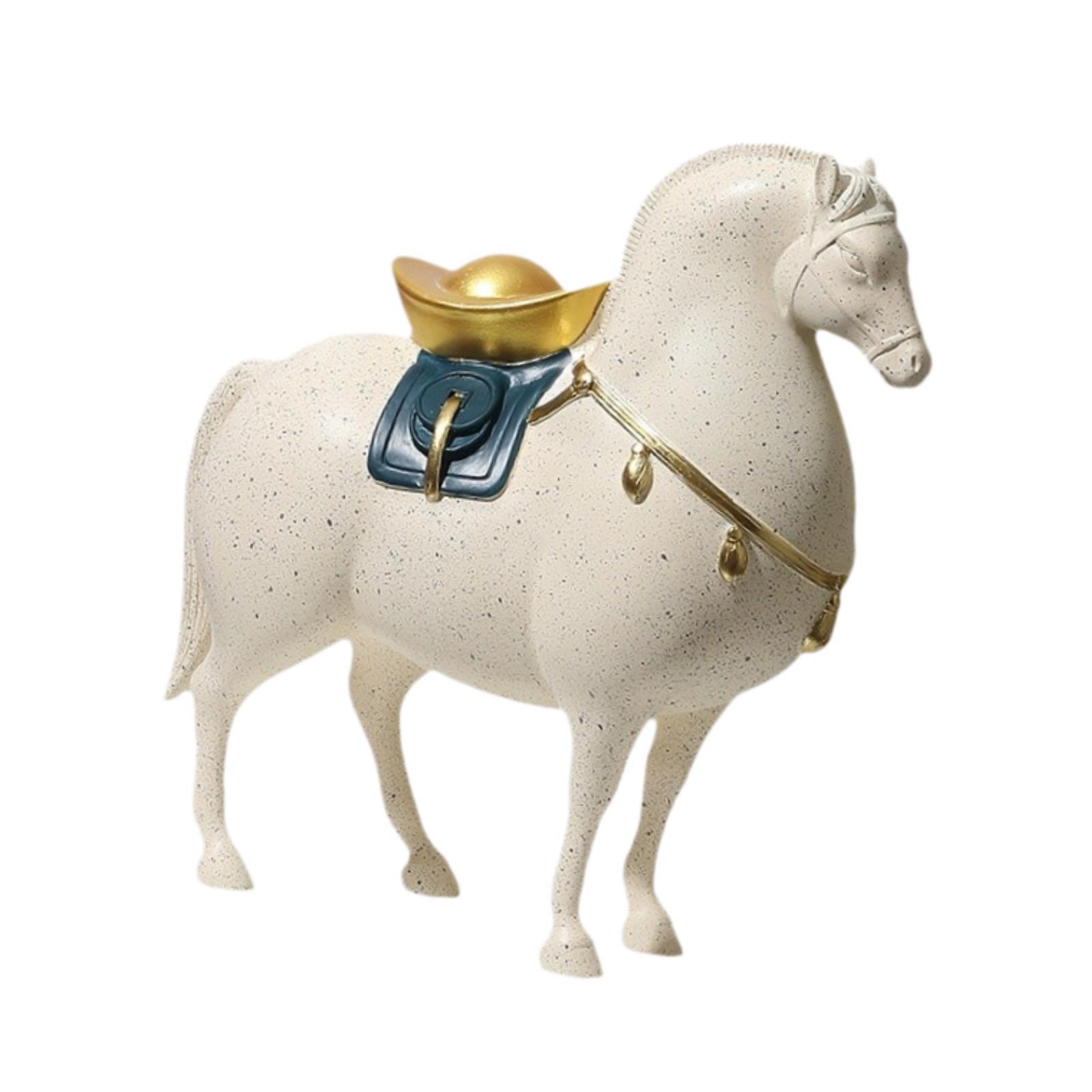 Magideal - Estatua De Caballo De La , Adorno Artesanal, Centro De Mesa Moderno, Decoración Feng Shui, Figura Decorativa Para Gabinete, Chimenea, Escritorio Con Manchas Negras