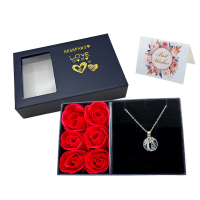 Set De Regalo Collar Heshpaws Tree Of Life Con Inicial A-Z Y Rosa Eterna