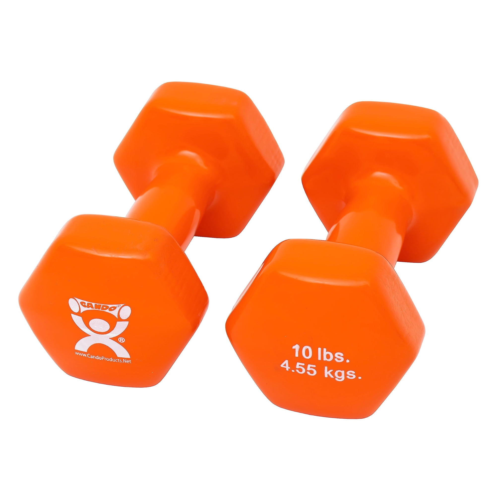 Mancuernas Cando Con Revestimiento De Vinilo, 4,5 Kg, Color Naranja, 2 Unidades, Para Entrenamiento