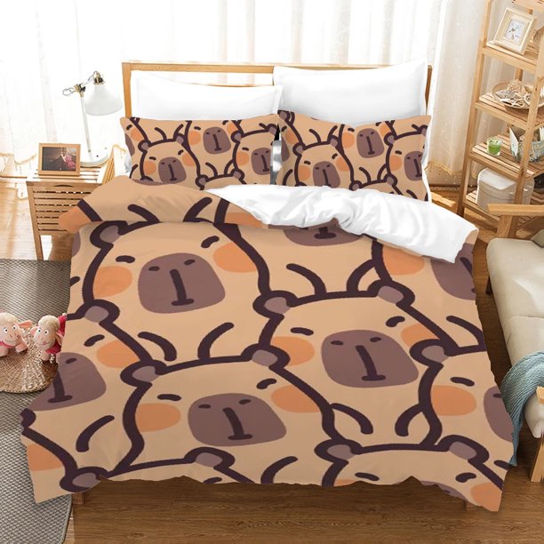 x230 Bed SheetsCapybara Cover Comforter Bedding Sets Bedding Set Duvet Cover Comforter Sets Quilt Pillowcase Quilt Cover Set 3-Piece Bedding Set (1 Duvet Cover + 2 Pillow Shams) nj230
