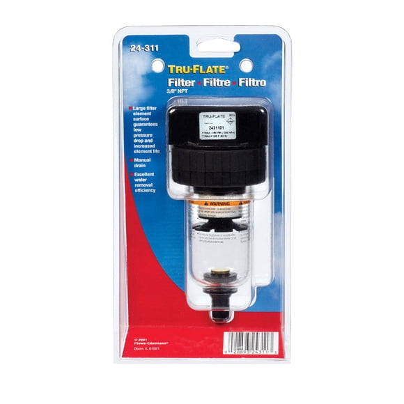 Filtro Tru-Flate Plastic de 3/8 pulgadas NPT de 150 psi para línea de aire