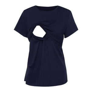 Kivara - Polera Lactancia Maternidad Lina Manga Corta Azul Marino Azul S