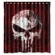 thumbnail image 1 of Cortina de ducha clásica moderna con diseño de calavera roja, juego de cortina de baño con ganchos, tamaño 66 x 72 pulgadas, 1 of 3