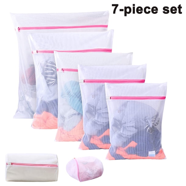 Bolsa de lavandería reutilizable de malla grande (7 piezas), bolsa para ropa delicada para lavadora, bolsa organizadora de viaje para lencería, calcetines y prendas.