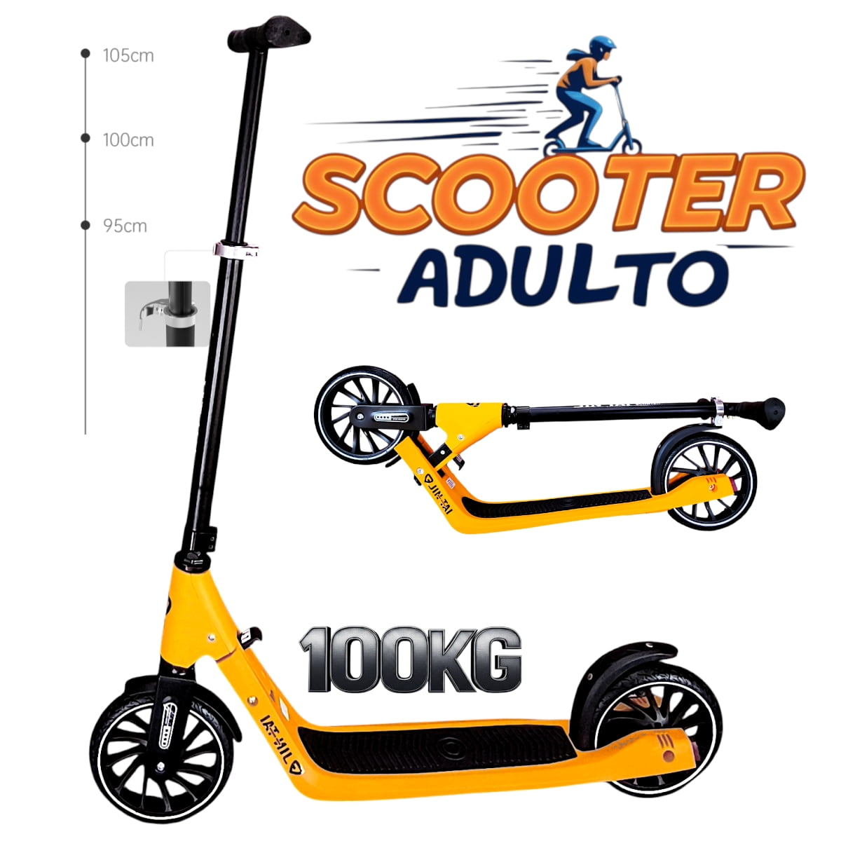 Vipnetwork - Scooter Monopatín Niño Adulto Amarillo