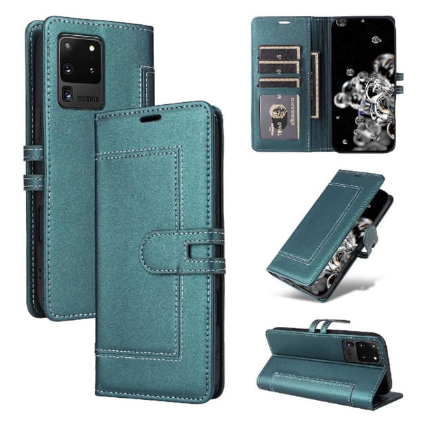 Premium Wallet Case for Samsung Galaxy S20 Ultra with Card Slots & Kickstand, Flip Cover Green