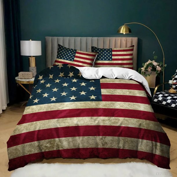 National Flag Duvet Cover Set Size Creative American Flag Bedding Set For Teens Adults Microfiber Quilt Cover Bed Sheets