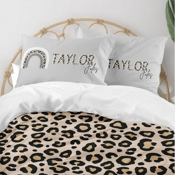 Juego De Cama Infantil Leopardo Con Manchas Arco Iris