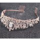thumbnail image 4 of Xiao Hua Corona de Diamante en Oro Rosa Princesa Elegante Corona con Peine Tocado para Mujer Nupcial Boda Baile Fiesta de Cumpleaños Tocado, 1 Pieza, 4 of 4