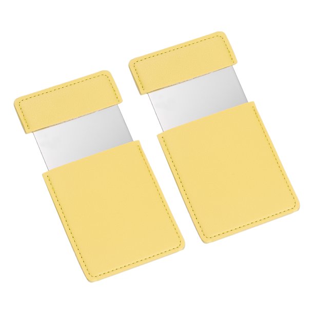 Uxcell 2Pcs Espejo de Bolsillo Pequeño para Bolso, Espejo de Maquillaje Compacto de Acero Inoxidable para Viaje con Estuche de Cuero para Mujeres, Niñas, Bolso, Regalo (Amarillo, 2.5 x 3.8")