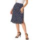 thumbnail image 4 of INSPIRE CHIC Falda Midi Floral de Cintura Alta con Línea A y Largo a la Rodilla para Mujer, Azul Oscuro M, 4 of 6