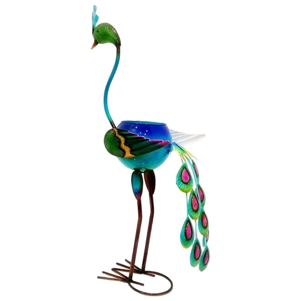 Arte del hierro para decoración de jardín, maceta de piezaza, esculturas de animales de liquidación exquisitas vívidas para decoración de adornos de Pavo real