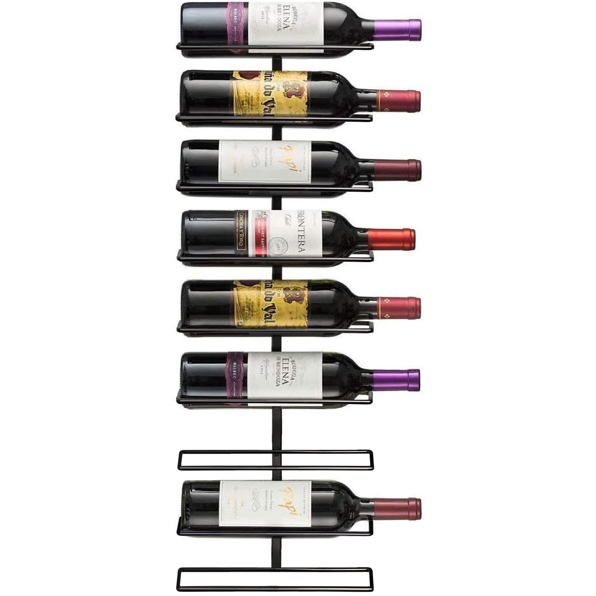 Botellero Sorbus, Soporte De Pared Para 9 Botellas, Metal Negro