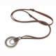 thumbnail image 1 of Cadena De Cordón De Cuero Ajustable Hombres Mujeres Colgante Vintage Collar De Dos Círculos, 1 of 3