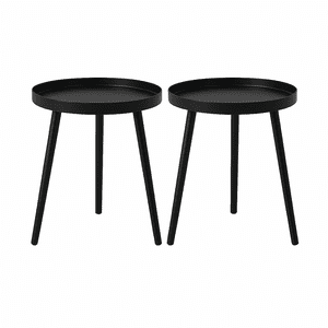Moboi - Pack 2 Mesas Auxiliar Centro Metalica Redonda 42X42X45Cm Negro