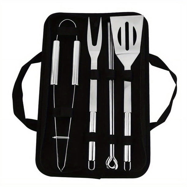 Get Ready for Outdoor Fun with our Multifunctional Stainless Steel BBQ Grill Accessories Set - Perfect for Picnics, Camping, Smoking, and Grilling - Comes in a Handy Case!