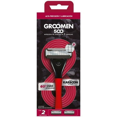 Máquina De Afeitar 500 2 Meses (2 Cartuchos De 5 Navajas + 1 Mango) 1 Un Groomen