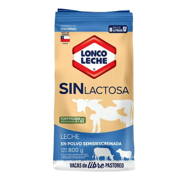 Leche en Polvo Semidescremada Sin Lactosa Bolsa, 800 g