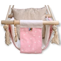 Ludisens - Columpio Ergonómico De Algodón, Modelo Colcha Moon Rosa Hasta 35 Kilos