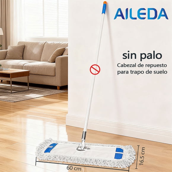 Aileda Repuesto Mopa Algodón 60cm Doble Uso (seco Y Húmedo) No incluye el palo