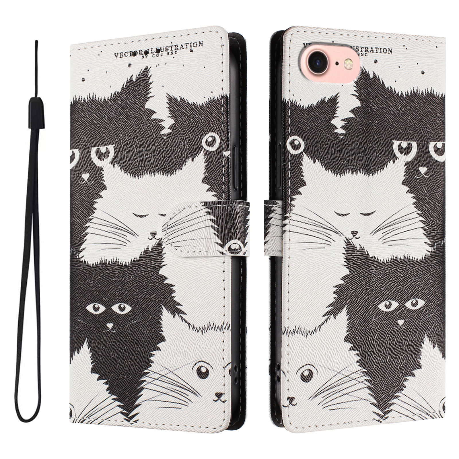 Foxdock Funda Tipo Cartera Para Iphone 6/7/8 Con Soporte Y Correa – Diseño De Patrones Lindos