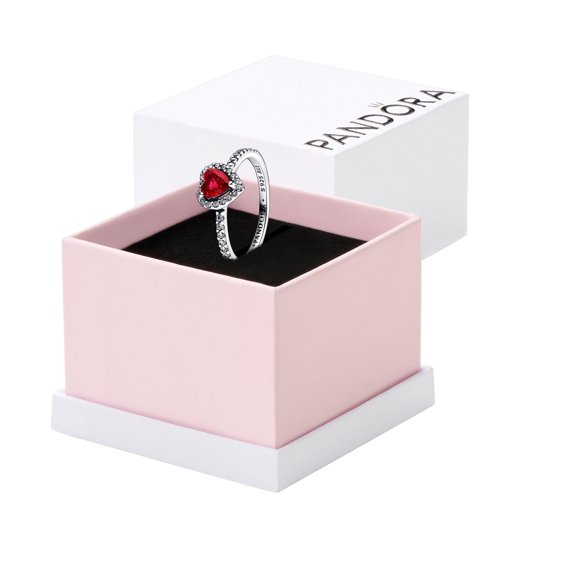 Anillo Pandora Elevated Red Heart de plata de ley para mujer