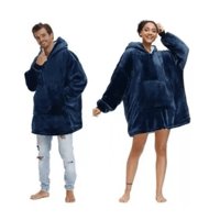 Genérico - Poleron Felpa Con Capucha Manta Polar Bata Frazada Azul