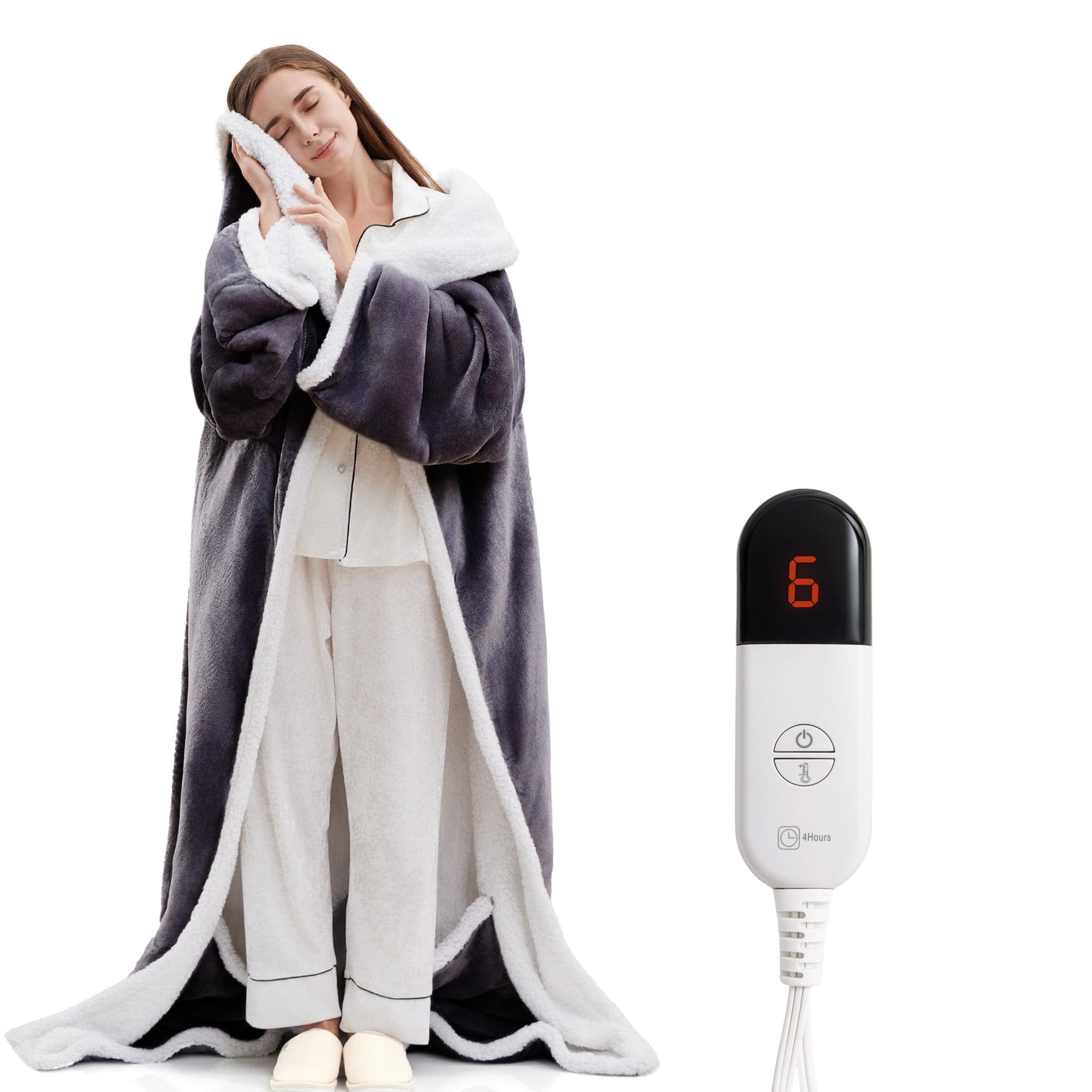 Manta Eléctrica De Franela Yilote, Portátil, Gris Cálido