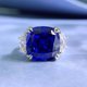 thumbnail image 2 of Anillos de Compromiso de Corte Cojín de 13 X 13 Mm para Mujer Anillos Azules Anillo de Diamante Simulado de 3 Piedras CZ Anillos de Plata Esterlina S925 Joyería Fina para Aniversario Cumpleaños, 2 of 7