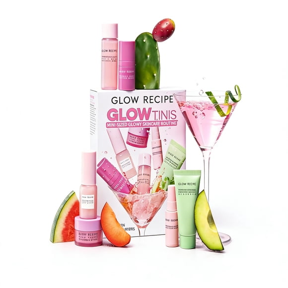 Set de cuidado facial Glow Recipe GlowTinis de 7 piezas para viaje