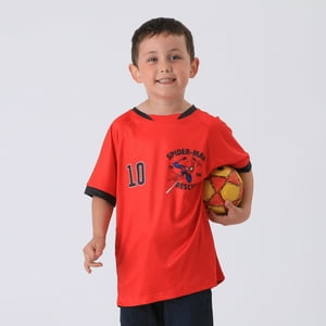 Polera Manga Corta Niño Rojo Fútbol Spiderman Marvel