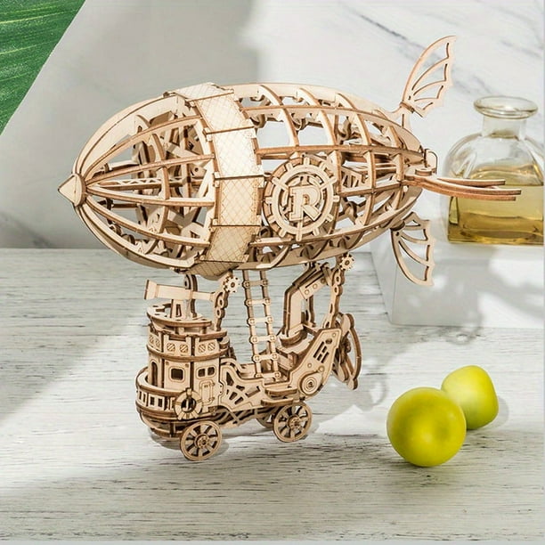 Robotime 3D Wooden Jigsaw Puzzle, 10 Inch Wood Color Musical Vehicle Building Jigsaw Puzzle, Tenon And Mortise Puzzle, Christmas Gift, Children's Day Gift, Birthday Gift, 14+